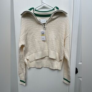 Pink Rose Cream and Green Cowl Neck Sweater Womens Size Medium